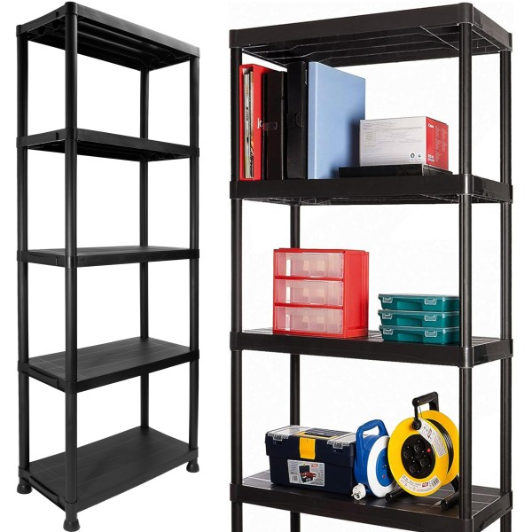 Plastikinė lentyna IRVING 5 lygių juoda Baldai