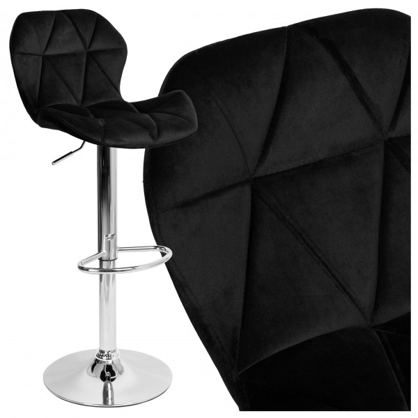 "Gordon" chromuota baro kėdė "Hocker" juodas "Velvet Baldai
