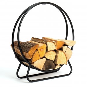 "HOBRO" metalinis medinis stovas su juodu ratuku