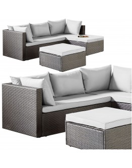 Sodo baldų komplektas FLORENCJA pilka sofa su stalu