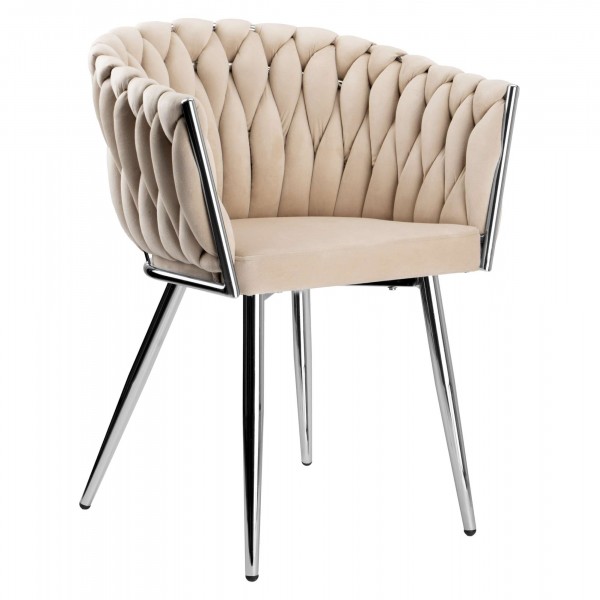  Veliūro kėdė COFTON chromo spalvos VELVET beige Baldai