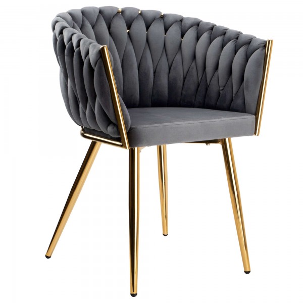 Pinta veliūro kėdė COFTON gold VELVET graphite - PirkPatogiai.lt
