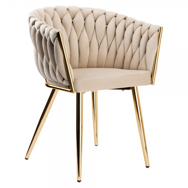 Pinta veliūro kėdė COFTON gold VELVET beige - PirkPatogiai.lt