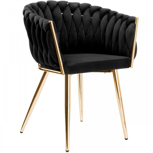 Pinta veliūro kėdė COFTON Gold VELVET Black - PirkPatogiai.lt