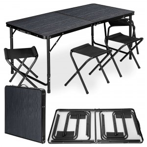TRAMP kempingo sulankstomas žygių rinkinys 120x60 cm stalas juodas x 4 kėdės