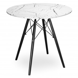 Apskritas stalas PARIS BLACK DTW 80 cm balto marmuro