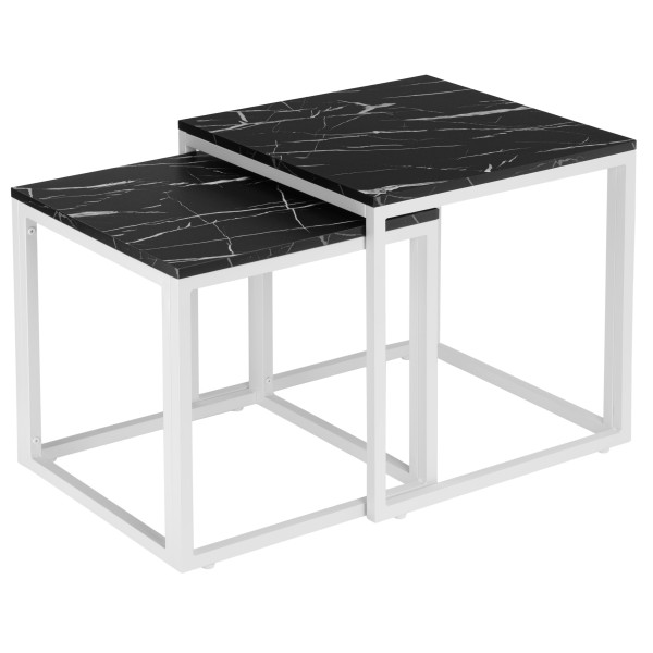 Žurnaliniai staliukai BALTAS PRAVENAS BLACK MARMUR Baldai