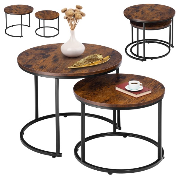 Dviejų  staliukų rinkinys "Galen Small Rustic Baldai