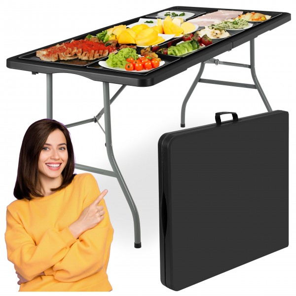 RICO maitinimo stalo sulankstomas dėklas 150 cm juodas Baldai