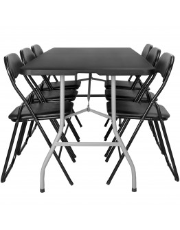 Sulankstomi lauko baldai FETA BLACK 180 cm + 6 BASICO kėdės