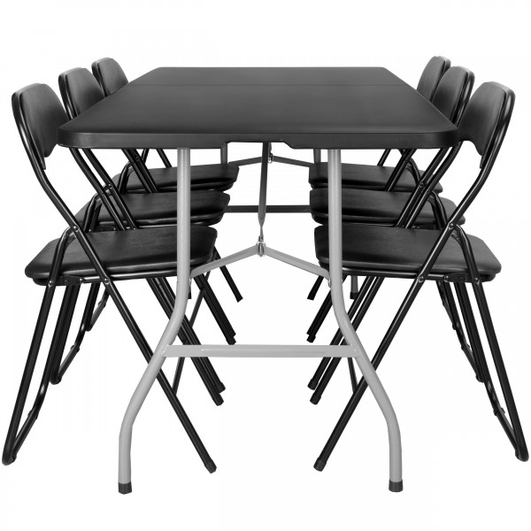Maitinimo rinkinys FETA BLACK 180 cm + 6 BASICO kėdės Baldai
