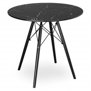 Apskritas stalas PARIS BLACK DTW 80 cm juodo marmuro