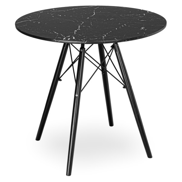 Apskritas stalas PARIS BLACK DTW 80 cm juodo marmuro - PirkPatogiai.lt