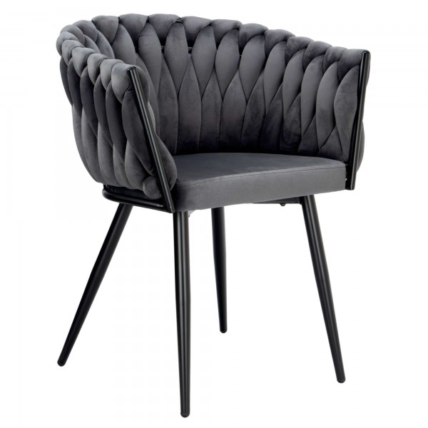 Pinta veliūro kėdė COFTON Black VELVET graphite - PirkPatogiai.lt