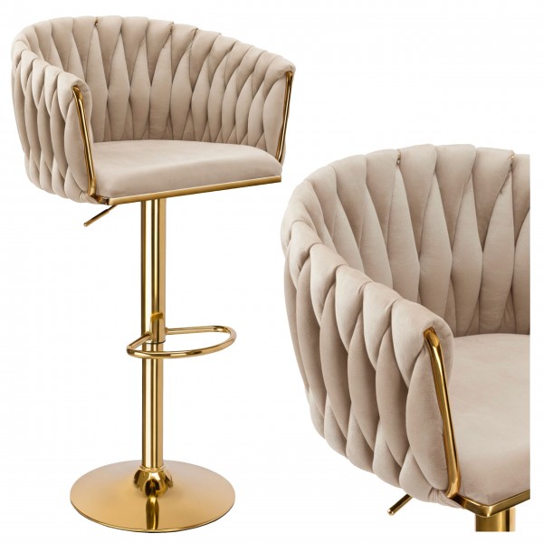 "Cofton Gold beige Velvet bar hocker - PirkPatogiai.lt