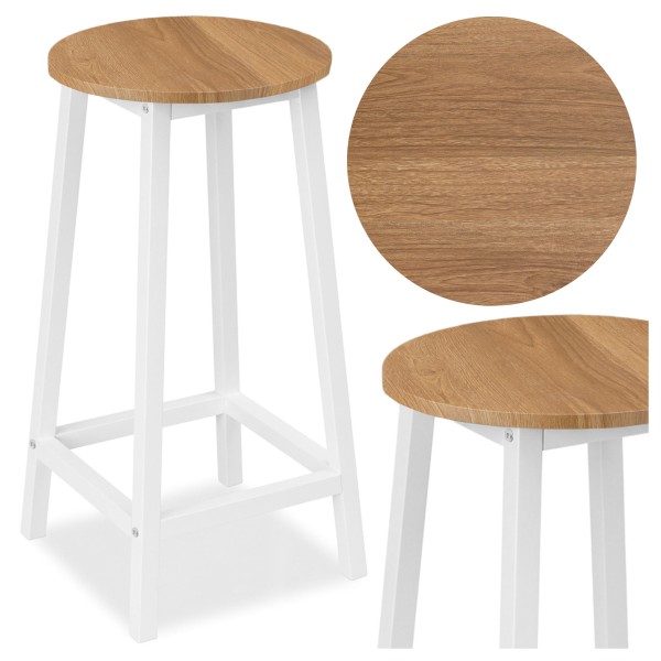 Flint White Modern Oak industrial hocker - PirkPatogiai.lt