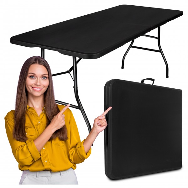 BALI BLACK sulankstomas maitinimo stalas dėkle 180 cm juodas - PirkPatogiai.lt