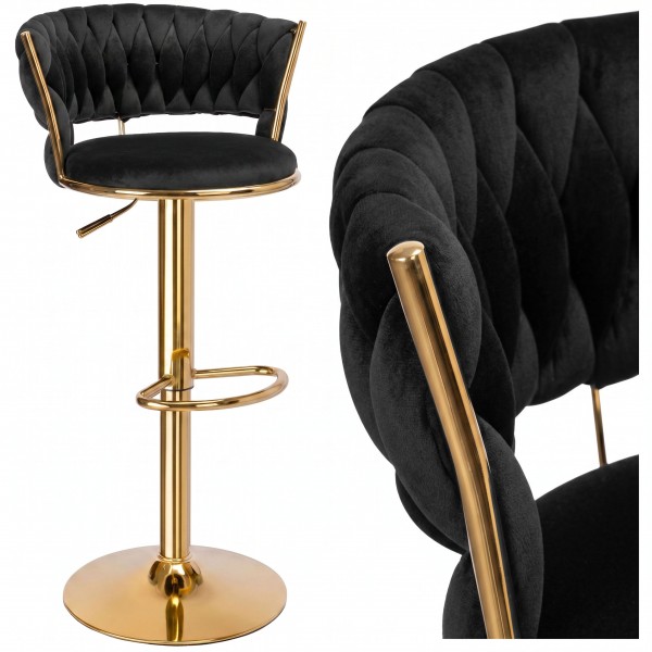 Baras kėdė „Tresso Gold“, juoda, „Velvet“