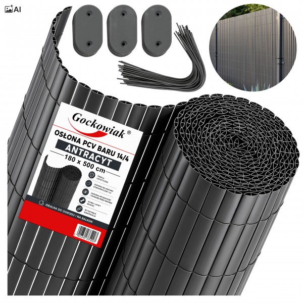 PVC balkono uždanga 180x500 cm „BARU“, antracito spalvos - PirkPatogiai.lt