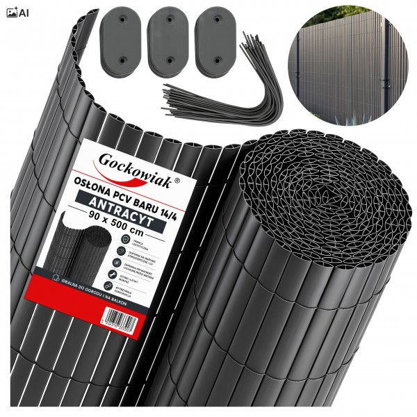 PVC balkono uždanga 90x500 cm „BARU“, antracito spalvos - PirkPatogiai.lt