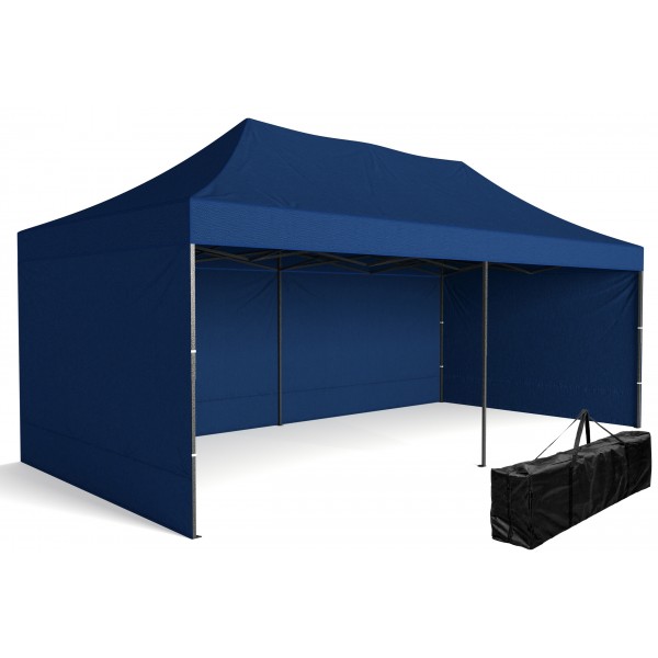Ekspress prekybos paviljonas - 3x6 m - 3 sienos - mėlynos spalvos - PirkPatogiai.lt