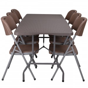 RATTAN maitinimo rinkinys 180 cm stalas + 6 kėdės
