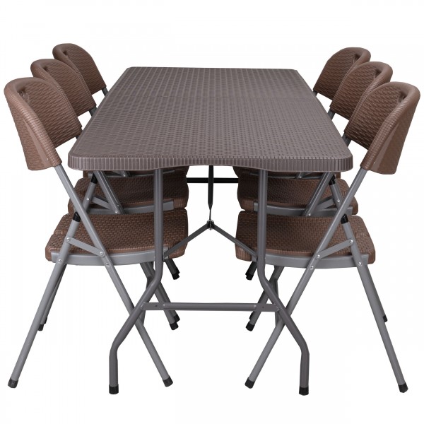 RATTAN maitinimo rinkinys 180 cm stalas + 6 kėdės - PirkPatogiai.lt