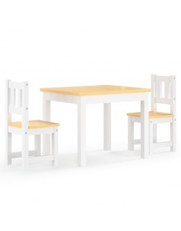 Vaikiškas stalo ir kėdžių komplektas, 3 dalių, baltas, MDF
