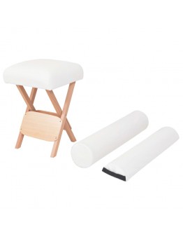 Taburetė masažui, balta, 12cm storio sėdynė ir 2 atramos