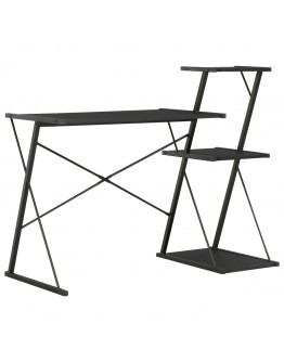 Rašomasis stalas su lentyna, juodos spalvos, 116x50x93cm
