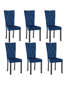Valgomojo kėdės, 6 vnt., tamsiai mėlyna, aksomas