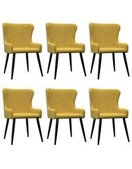 Valgomojo kėdės, 6 vnt., geltonos spalvos, aksomas (3x282530)