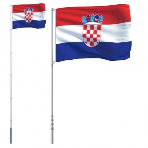 Kroatijos vėliava su stiebu, aliuminis, 5,55m