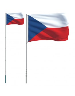 Čekijos vėliava su stiebu, aliuminis, 5,55m