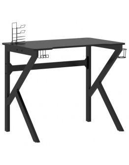 Žaidimų stalas su K formos kojelėmis, juodas, 90x60x75cm