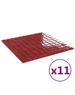 Mozaikinės plytelės, 11vnt., raudonos, 30x30cm, stiklas