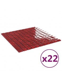 Mozaikinės plytelės, 22vnt., raudonos, 30x30cm, stiklas