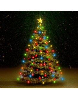 Kalėdų eglutės girlianda su 150 spalvotų LED lempučių, 150cm