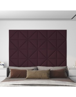Sienų plokštės, 12vnt., violetinės, 30x30cm, audinys, 0,54m²