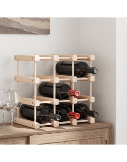 Vyno laikiklis 12 butelių, 36x23x36cm, pušies medienos masyvas