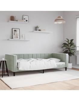 Sofa, šviesiai pilkos spalvos, 90x190cm, aksomas