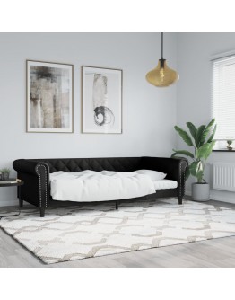 Sofa, juodos spalvos, 90x190 cm, dirbtinė oda
