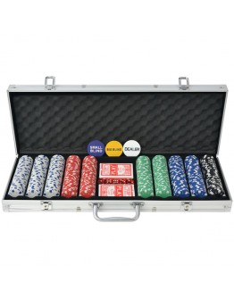 Pokerio rinkinys su 500 žetonų, aliuminis