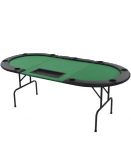 Pokerio stalas, sulankstomas, 9 žaidėjams, 3d., oval., žalias