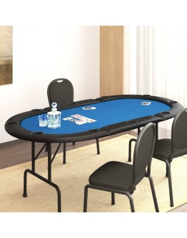 Sulankstomas pokerio stalas, mėlynas, 206x106x75cm, 10 žaidėjų