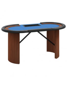 Pokerio stalas su padėklu žetonams, mėlynas, 160x80x75cm