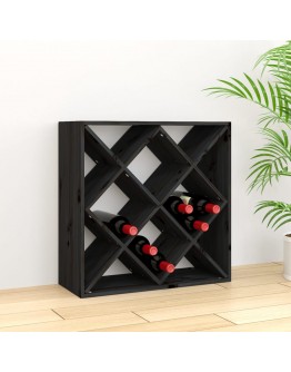 Vyno spintelė, juoda, 62x25x62cm, pušies medienos masyvas