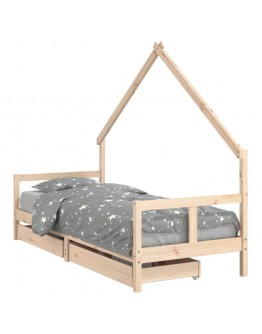 Vaikiškos lovos rėmas su stalčiais, 80x200cm, pušies masyvas